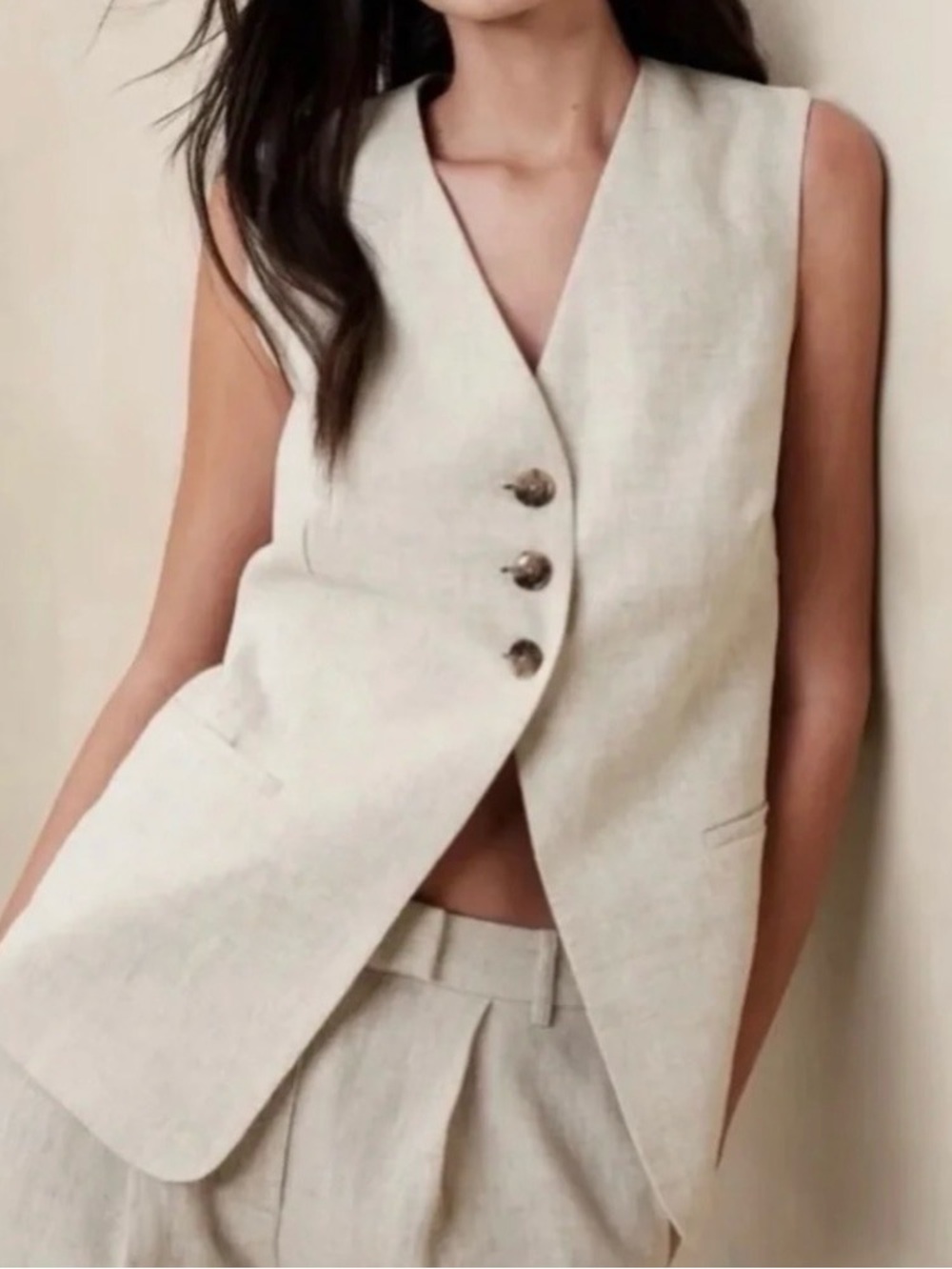 Banana Republic Linen Sleeveless Blazer/Vest